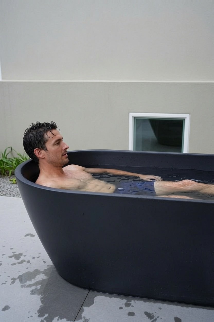 MANTA 170 Negro Mate — cold plunge horizontal premium en inmersión, acabado negro mate